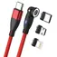 RealPower Magnetic 100W červená / Magnetický nabíjecí kabel USB-C / 100 W PD / 1 m / adaptéry Lightning, micro-USB