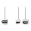 Nedis 2v1 kabel Micro USB + Lightning bílá / Datový kabel / USB-A - Micro USB + Lightning adaptér / 1 m