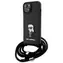 Karl Lagerfeld Saffiano Crossbody Karl & Choupette černá pro iPhone 15 / Zadní kryt / Monogram, kovový přívěsek