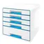 LEITZ Zásuvkový box WOW CUBE bílá, světle modrá / 5 zásuvek / plast / 287 × 270 × 363 mm