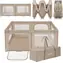 LIONELO Dětská ohrádka Florence Easy Fold Beige Sand / 150 x 180 cm / 0-48 měsíců / skládací