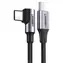 Ugreen US255 50125 šedá / Nabíjecí kabel USB-C - USB-C / PD, QC / 60W / 3A / 2m / Úhlový konektor