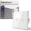 Qoltec 52716 bílá / Dotykový vypínač / 2 kanály / Wi-Fi 2,4 GHz / Tuya Smart Life / Časovač