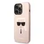 Karl Lagerfeld Liquid Silicone Karl Head Zadní Kryt pro Apple iPhone 14 Pro Max růžová