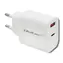 Qoltec 51714 USB + USB - C síťový adaptér 18 W bílá / 5-12V / 1.5 - 3A / USB-C 3.0 / USB 3.0