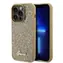 GUESS PU Square Mirror Script Logo Zadní Kryt pro Apple iPhone 15 Pro zlatá
