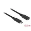 DeLock Prodlužovací kabel 10 Gbps USB C (M) - USB C (F) 0.5m černá