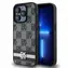 DKNY PU Leather Checkered Pattern and Stripe Zadní Kryt pro Apple iPhone 14 Pro černá