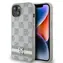 DKNY PU Leather Checkered Pattern and Stripe Zadní Kryt pro Apple iPhone 14 béžová