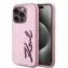 Karl Lagerfeld Wrinkled PU Signature Logo Zadní Kryt pro Apple iPhone 15 Pro Max růžová