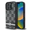 DKNY PU Leather Checkered Pattern and Stripe Zadní Kryt pro Apple iPhone 16 Pro černá