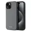 DKNY PU Leather Silver Metal Logo Magsafe Zadní Kryt pro Apple iPhone 13 šedá