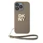 DKNY PU Leather Stack Logo Wrist Strap Zadní Kryt pro Apple iPhone 15 Pro Max béžová