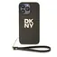 DKNY PU Leather Stack Logo Wrist Strap Zadní Kryt pro Apple iPhone 15 Pro Max hnědá
