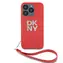 DKNY PU Leather Stack Logo Wrist Strap Zadní Kryt pro Apple iPhone 15 Pro Max červená
