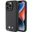 BMW Zadní kryt kožený razítkový Tricolor pro iPhone 15 Pro 6,1 černá