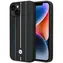 BMW Zadní kryt pevný kožený s modrými linkami pro iPhone 14 6,1 černá