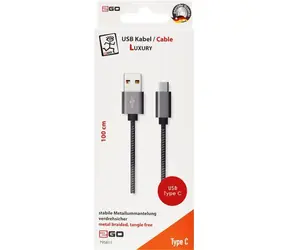 2GO Luxury USB-B - USB-C šedá