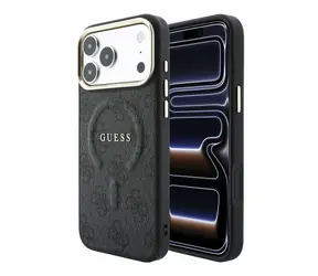 Guess PU Leather 4G Gold Frame Embossed kryt iPhone 18 Pro černá