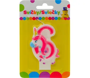 SPARKYS Narozeninová svíčka Jednorožec, číslo 6