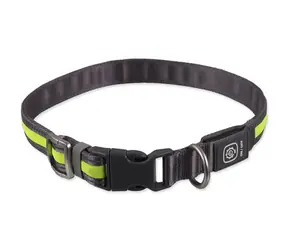 Dog Fantasy Obojek USB LED nylonový svítící S-M zelená 1.9x35-50 cm