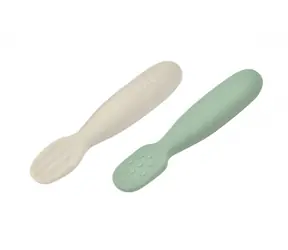 Beaba První trénovací lžičky silikonové Sage Green/Velvet Grey