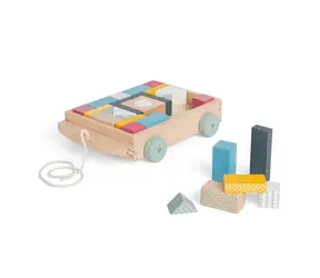 Bigjigs Toys Vozík s dřevěnými kostkami