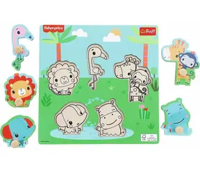 Trefl - Vkládačka - Dřevěná vkládačka Fisher Price: Zábava v divočině