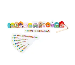 CUBIKA 14309 Navlékací pohádka - navlékací set - 13 dřevěných dílů a 8 předloh