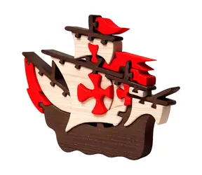 Fauna Dřevěné vkládací puzzle z masivu loď Santa Maria