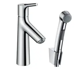 Hansgrohe - Umyvadlová baterie s výpustí Push-Open a ruční sprchou Bidette, chrom
