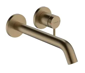 Hansgrohe - Umyvadlová baterie pod omítku, s výpustí, 2-otvorová instalace, EcoSmart, kartáčovaný bronz