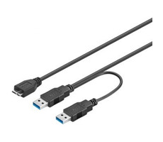 PremiumCord USB 3.0 napájecí Y kabel A/M + A/M -- Micro B/M