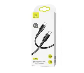 USAMS SJ406 U43 Fast Charging Lightning - Type-C Fast Datový Kabel 1.2m černá