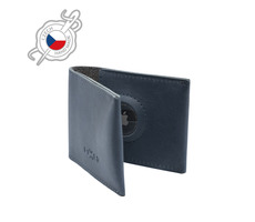 FIXED Wallet for AirTag Kožená peněženka z pravé hovězí kůže modrá