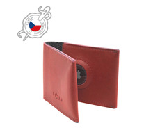 FIXED Wallet for AirTag Kožená peněženka z pravé hovězí kůže červená
