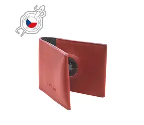 FIXED Wallet for AirTag Kožená peněženka z pravé hovězí kůže červená