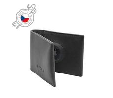 FIXED Wallet for AirTag Kožená peněženka z pravé hovězí kůže černá