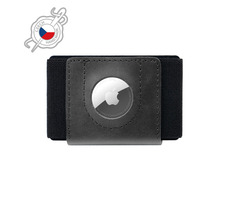 FIXED Tiny Wallet for AirTag Kožená peněženka z pravé hovězí kůže černá