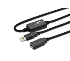 MicroConnect kabel s posilovačem signálu USB2.0 A (M) - USB2.0 A (F) 15m černá