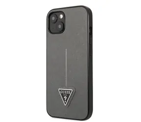 GUESS PU Saffiano Triangle Zadní Kryt pro Apple iPhone 13 mini stříbrná