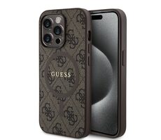Guess PU Leather 4G Colored Ring MagSafe Zadní Kryt pro Apple iPhone 14 Pro hnědá