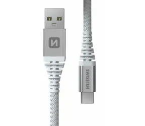 SWISSTEN ARAMID REINFORCED datový kabel USB - USB-C 1.5m bílá