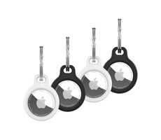 FIXED Silikonové pouzdro silky pro Apple AirTag 4ks 2x černé + 2x bílé