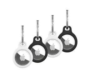 FIXED Silikonové pouzdro silky pro Apple AirTag 4ks 2x černé + 2x bílé