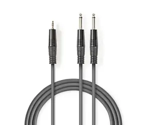 Nedis Stereo Audio kabel 2x jack 6.35 mm (M) - jack 3.5 mm (M) 5.00 m tmavě šedá