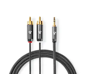 Nedis Stereo Audio kabel jack 3.5 mm (M) - 2x RCA (M) 1.00 m šedá