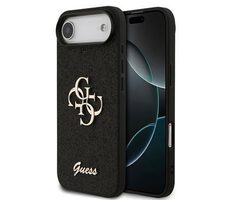 Guess PU Fixed Glitter 4G Metal Logo Zadní Kryt pro iPhone 17 Air Black