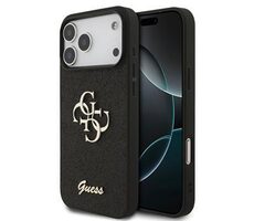 Guess PU Fixed Glitter 4G Metal Logo Zadní Kryt pro iPhone 17 Pro Max Black
