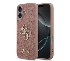 Guess PU Fixed Glitter 4G Metal Logo Zadní Kryt pro iPhone 17 Pink
